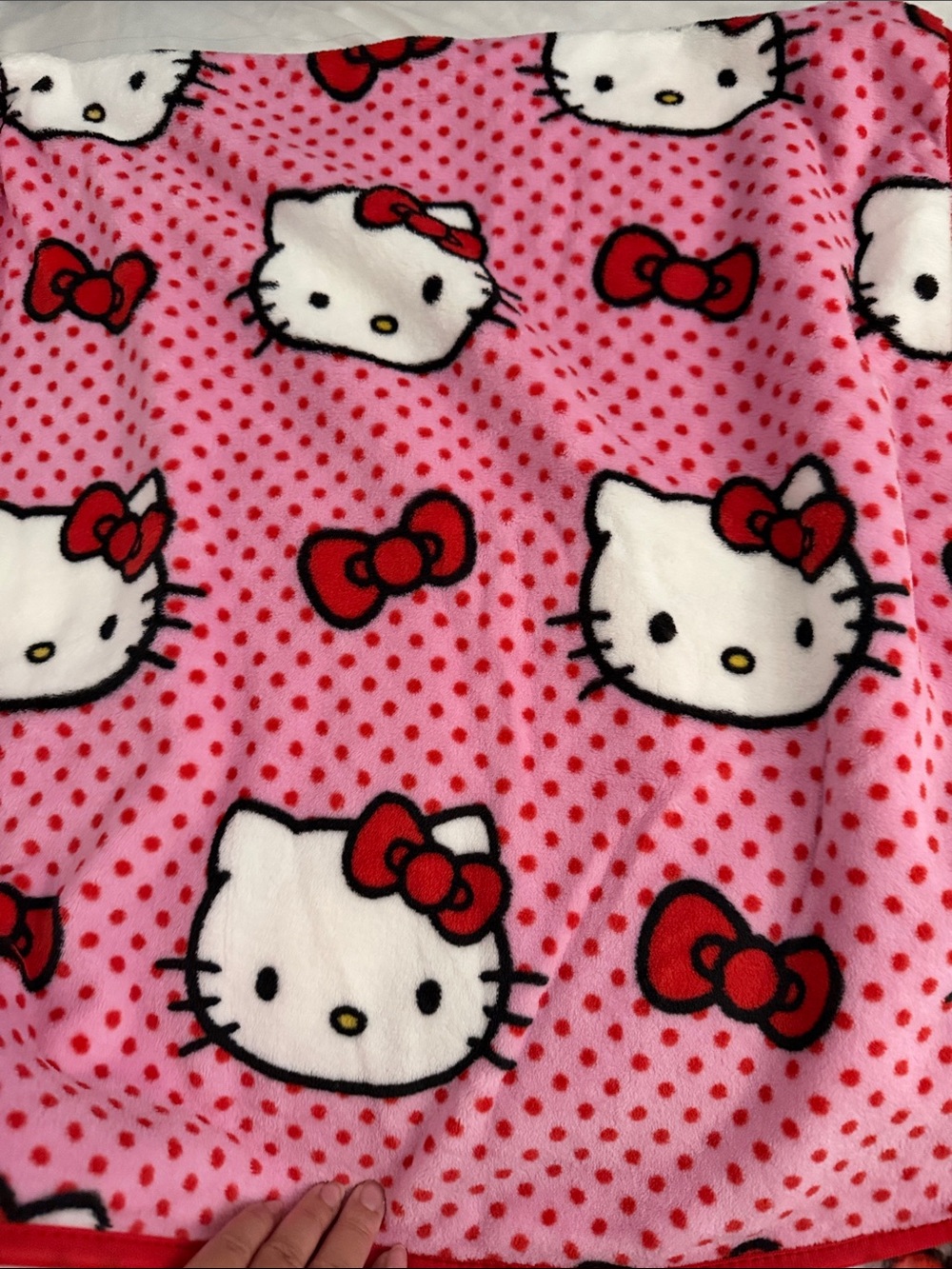 Hello Kitty Pink and Red Plush Throw Blanket